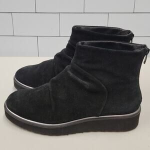 Eric Michael Womens EU 39 US 8-8.5 Black Suede Ankle Boots Back Zip Spain